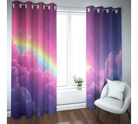 UIRINGART Cielo onírico Cortinas Opacas para Dormitorio Nubes arcoíris Patrón de Degradado Estrellado Amortiguador acústico Cortinas de Ventana para niños Paneles de habitación 2 B140xH245cm