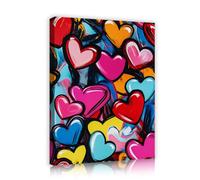 UIRINGART Corazones coloridos con lienzo Arte mural Grabados modernos de arte moderno Corazón abstracto vívido Pósters de amor contemporáneo Pintura para decoración del salón y dormitorio 70x110cm