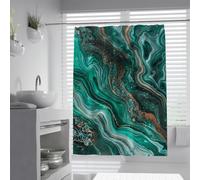 UIRINGART Cortina de Ducha de mármol W180xL200cm Lonas de baño de Tela de poliéster Resistente al Moho Esmeralda de Lujo Verde Verdoso malaquita Color Color Aluminio