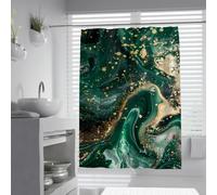 UIRINGART Cortina Ducha W120xL200cm Resistente Moho antimoho Verde Esmeralda Oscuro Jade mármol Oro Textura Moteado Punto Salpicadura Abstracto Espiral poliéster Cuarto Ducha con Ganchos