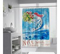 UIRINGART Cortinas abstractas de Ducha W200xL220cm Estilo Marc Chagall Pintura al óleo Amantes de la Pintura al óleo Decoración de baño con Ganchos Accesorios Impermeables Lavables