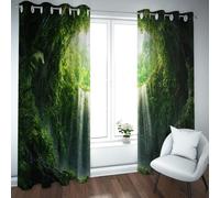 UIRINGART Cortinas de Cascada con Estampado en Bosque 3D Patrón de Selva Tropical Cortinas para Cortinas de Cortinas aisladas térmicamente para Dormitorio de niña 2 Paneles B180xH245cm