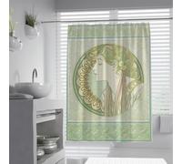 UIRINGART Cortinas de Ducha Art Nouveau W100xL200cm Mucha Style Woman Retrato Decoración de baño Poliéster Impermeable Resistente al Moho Lavable rápido