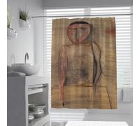 UIRINGART Cortinas de Ducha artísticas W150xL200cm El Actor Paul Klee Retrato Abstracto Moderno de Rostro Rojo Pintura al óleo de Tela Decoración del baño Accesorio Impermeable Lavable