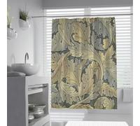 UIRINGART Cortinas de Ducha William Morris Acanthus W180xL220cm Tejido gótico Vintage de Hoja Grande en volutas con Estampado en Remolino Tejido de Secado rápido para bañera de baño con Ganchos