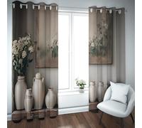 UIRINGART Cortinas Minimalistas Modernas Opacas para salón Granja con Estampado de jarrones Blancos Cortinas de Ventana con Ojo para despacho 2 Paneles B140xH200cm