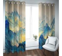 UIRINGART Cortinas Opacas abstractas de montaña para Oficina Acuarela Peaks patrón de Cielo Amortiguador acústico Cortinas de Ventanas para el salón 2 Paneles B168xH180cm
