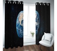 UIRINGART Cortinas Opacas de la Tierra Cósmica para la habitación Infantil Vistas al Planeta y Patrón de Espacio Estrellado Cortinas térmicas aisladas para la guardería 2 Paneles B140xH260cm