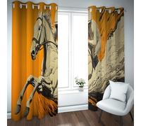 UIRINGART Cortinas Opacas Modernas para salón galopando con patrón Caballo Blanco y Hombre Cortinas térmicas aisladas para el Cuarto de Hombres 2 Paneles Naranjas B168xH214cm