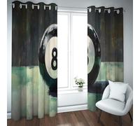 UIRINGART Cortinas Opacas Retro de Billar para Sala de Juegos Grandes 8 Bolas con patrón de Textura Sombreadores de Grommet para Estudio 2 Paneles B168xH229cm