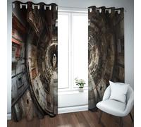 UIRINGART Cortinas Opacas Retro para Naves espaciales para Estudio Patrón de Pasillo de Astronauta Amortiguador acústico Cortinas de Ventana para el salón 2 Paneles B228xH228cm