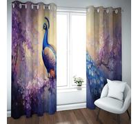UIRINGART Cortinas Opacas románticas para Dormitorio Pavo Real en Flor Cortinas de Ojales térmicamente aisladas para un Espacio Elegante 2 Paneles B140xH270cm