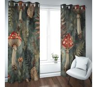 UIRINGART Cortinas Opacas Vintage de Arte Forestal para rincón de Estudio Cortinas de Ojal de Ventana con patrón de Hongos y Helecho Que ahorran energía para la guardería 2 Paneles B140xH160cm