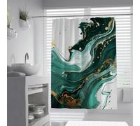 UIRINGART Espacio Ducha bañera baño Elegante W120xL200cm Abstracto Esmeralda Verde Menta Blanco líquido Fluido mármol Remolino patrón Resistente Moho Tela Cortina Ducha con Ganchos