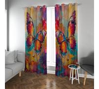 UIRINGART Graffiti Art Cortinas Opacas para salón Color Patrón de Mariposas Salpicaduras Grifas insonorizadas Cortinas para Espacio Creativo 2 Paneles B228xH228cm
