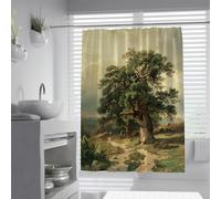 UIRINGART Paisaje clásico W150xL200cm Cortinas de Ducha Lavables Pintura al óleo de Viejo Roble Cortina de Ducha Resistente al Moho Tela Impermeable decoración de baño con Ganchos