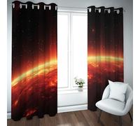 UIRINGART Sci-Fi Cortinas Opacas Extra Anchas Patrón futurista de Planetas espaciales Universos Cortinas térmicas para el Comedor Oficina en casa 2 Paneles B168xH180cm