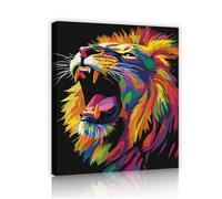 UIRINGART Vibrante arte mural de lienzo de león imagen de animales abstractos pintura colorida de vida salvaje gran obra de arte moderna para la decoración del hogar en el pasillo 40x60cm