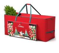 UIRWAY Bolsa Almacenamiento Arbol de Navidad, para Árboles Artificiales de 7.5 ft / 230 cm, Hecha de Oxford 600D, Incluye Bolsa Transparente y Bolsillo Lateral, Asas y Cremallera Doble, Rojo