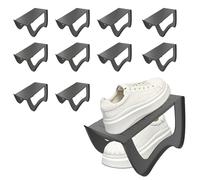UISEBRT 10 unidades organizadores de ranuras para zapatos de polipropileno resistente, antideslizantes, ahorran espacio, zapatero para el hogar, entrada, armario, gris