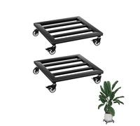 UISEBRT 2 unidades de ruedas para plantas de metal, 30 cm, cuadradas, posavasos con ruedas con cerradura, rodillo de flores de hierro forjado para exterior, interior, decorativo, jardín tipo A