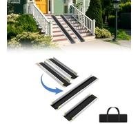 UISEBRT 2 x Rampa telescópica para silla de ruedas, Rampa telescópica de aluminio, Rampa de acceso ajustable, Capacidad de carga para escalera hasta 300 kg (75.5-122cm)