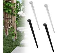 UISEBRT 4 casquillos de suelo de 50 cm, galvanizados para clavar, en forma de L, para vallas, privacidad, pérgolas y todos los proyectos de jardín (negro, 4 unidades)