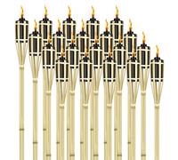 UISEBRT Antorchas de Jardín para Exteriores, Kit 36, Antorchas de bambú con Mecha, Antorchas Jardín de Aceite, Antorchas Decorativas de humor, Lámpara de Aceite, 90 cm Altura