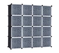 UISEBRT Armario portátil DIY Armario sistematizado, Guardarropa portátil para Colgar Ropa Estantería Modular Plástico PP, 16 Cubos con Puerta, Negro con Patrón