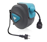 UISEBRT Carrete de cable automático 20m, Enrollacables eléctrico giratorio con soporte de pared 180 °, con cable eléctrico