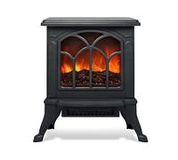 UISEBRT Chimenea eléctrica con calefacción, estufa eléctrica portátil, 750 W/1500 W, con simulación de llama, chimenea decorativa LED para interiores, color negro