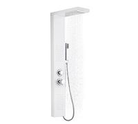 UISEBRT Columna de ducha de acero inoxidable 4 IN 1 Multifunción Panel de Ducha Panel de ducha con ducha de lluvia, ducha de masaje, ducha cascada, con alcachofa de mano (Blanco mate)