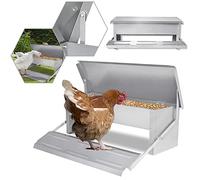 UISEBRT Dispensador de alimento automático para gallinas 5kg - Dispensador de comida para gallinas de acero galvanizado para aves, impermeable y a prueba de ratas