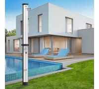 UISEBRT Ducha solar 35 litros - Ducha de jardín Agua caliente solar , Ducha exterior Ducha de piscina Camping in rifo Ducha Conexión para manguera de jardín (Negro+Plata)