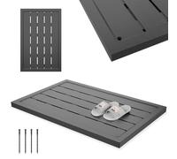 UISEBRT Elemento de Suelo para Ducha Solar, Antideslizante, 100 x 65 x 4 cm, Placa de Suelo Exterior de WPC para Ducha de jardín, Escalera de Piscina, Ducha de Piscina, Antracita