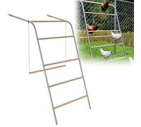 UISEBRT Escalera para gallinas de 5 niveles, columpio para gallinas, 136 x 105 cm, para gallinas de madera y tubo galvanizado