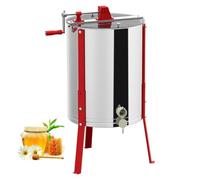 UISEBRT Extractor de miel manual de acero inoxidable, 4 panales, extractor de miel con tapa y soporte ajustable, 101-111 cm, exprimidor de miel manual para apicultores, diámetro de 48 cm