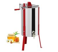 UISEBRT Extractor de miel manual de acero inoxidable con 3 panales, extractor de miel con tapa y soporte ajustable, 101-111 cm, exprimidor de miel manual para apicultores, diámetro de 38 cm