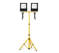 UISEBRT Focos LED Exterior 2*200W Blanco Cálido con Trípode - Foco de trabajo LED reflector a prueba de agua IP66 para uso en interiores y exteriores - garaje, campo de deportes, obra de construcción