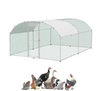 UISEBRT Gallinero de 3 x 4 m, jaula para gallineros, recinto para gallineros, de tubos galvanizados, con puerta con cerradura y techo de cúpula para pollos, conejos, aves de corral, animales pequeños