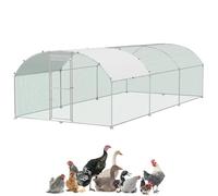 UISEBRT Gallinero de 3 x 6 m, jaula para gallineros, jaula para gallinas, cercado al aire libre, con puerta y techo de cúpula para pollos, conejos, aves de corral, animales pequeños
