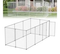 UISEBRT Gallinero de 400 x 200 x 150 cm, jaula para gallineros, de tubos galvanizados, cercado con puerta con cerradura, para pollos, conejos, aves de corral, animales pequeños