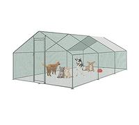 UISEBRT Gallinero, gallinero, cercado para aves de corral, jaulas, animales pequeños, marco de acero galvanizado con techo de polietileno para aves de corral, conejos, mascotas pequeñas (3 x 6 x 2 m)