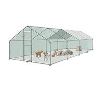 UISEBRT Gallinero para gallinas, casa de gallinas, jaula para animales pequeños, marco de acero galvanizado con techo de polietileno para aves de corral y conejos (3 x 8 x 2 m)