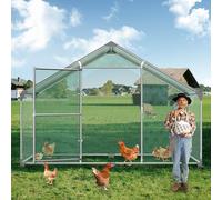 UISEBRT Gallinero para gallineros al aire libre para gallinas con techo de protección solar de polietileno, jaula para pollos con cerradura marco de acero galvanizado, jaula para mascotas, 3 x 2 x 2 m