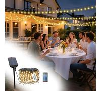 UISEBRT Guirnalda de luces solares para Exteriores - 100m 1000 Leds Navidad luz blanca cálida Luces Solares Resistentes a la Intemperie con 8 modos y temporizador para Navidad Pascua