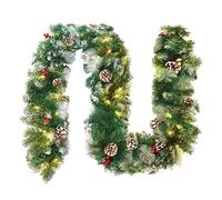 UISEBRT Guirnalda de Navidad artificial con iluminación, 5 m, guirnalda de abeto, decoración navideña con LED blanco cálido para exterior e interior (tipo A, 5 m con LED)