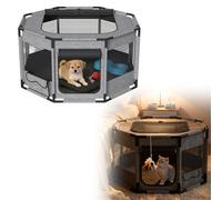 UISEBRT Parque para cachorros, recinto de paseo, de tela Oxford, con malla transpirable con cremallera y bolsillo lateral, parque infantil para perros y gatos, 81x81x45 cm, octogonal