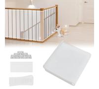 UISEBRT Red de protección para escaleras, barandilla, poliéster, 200 x 91 cm, red de protección para escaleras, red de seguridad para niños, barandilla de escalera, valla de malla, protección