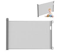 UISEBRT Retráctil Puertas de Seguridad para niños 0-150 cm, Barrera Seguridad Niños Escalera, Puerta Seguridad Bebé Extensibles Barrera para niños y Perros para Uso Interior y Exterior, Gris
